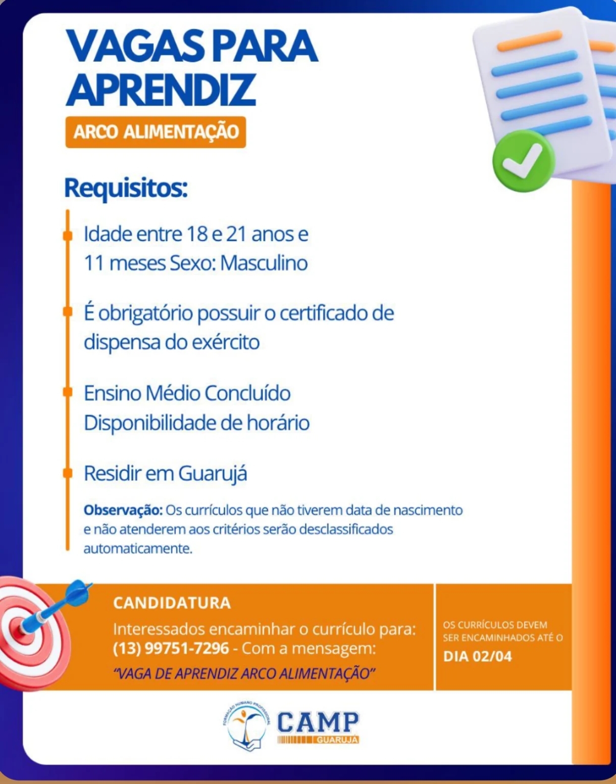 Vagas 01/04/2026 Baixada Santista