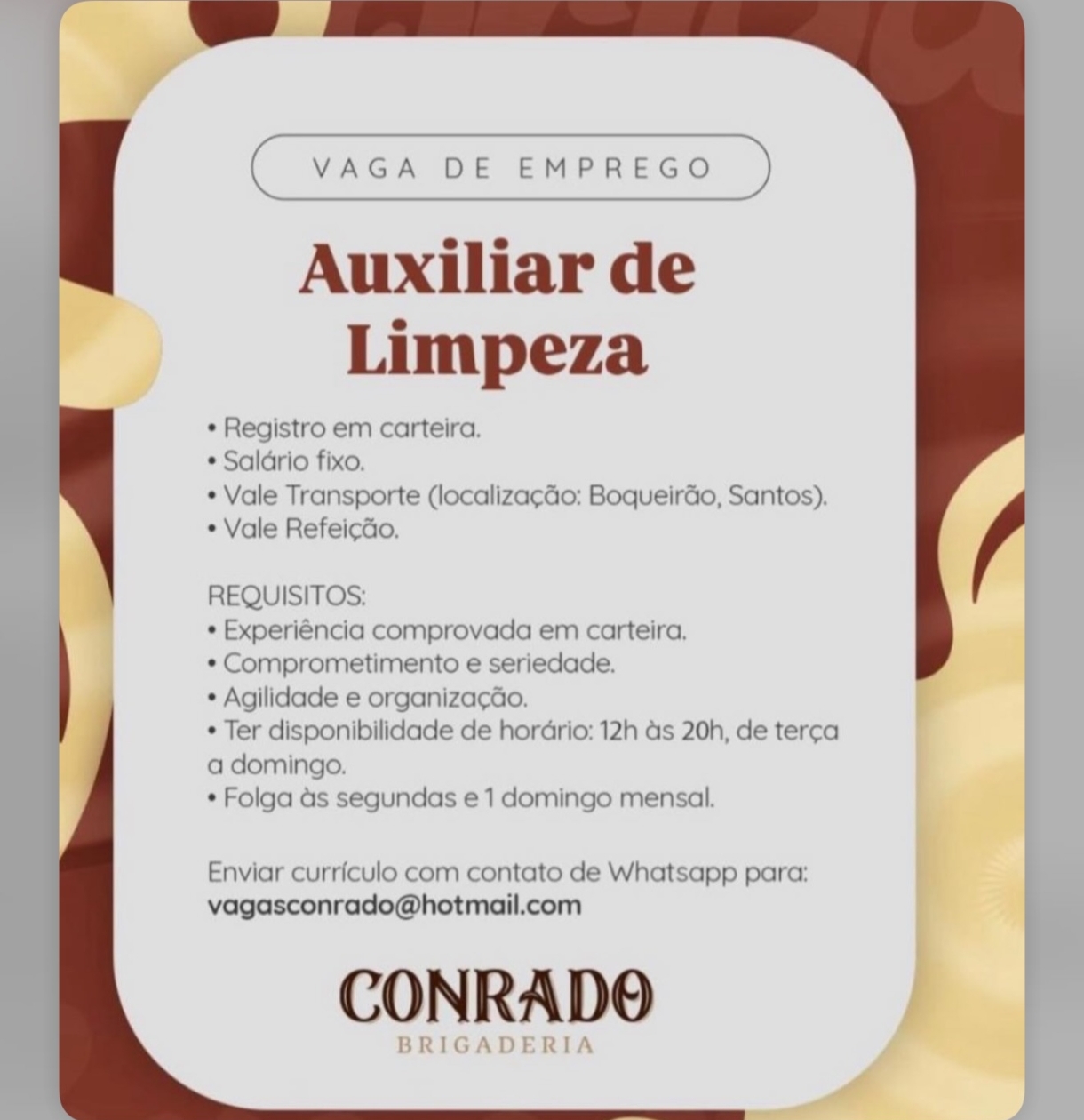 Vagas 01/04/2026 Baixada Santista