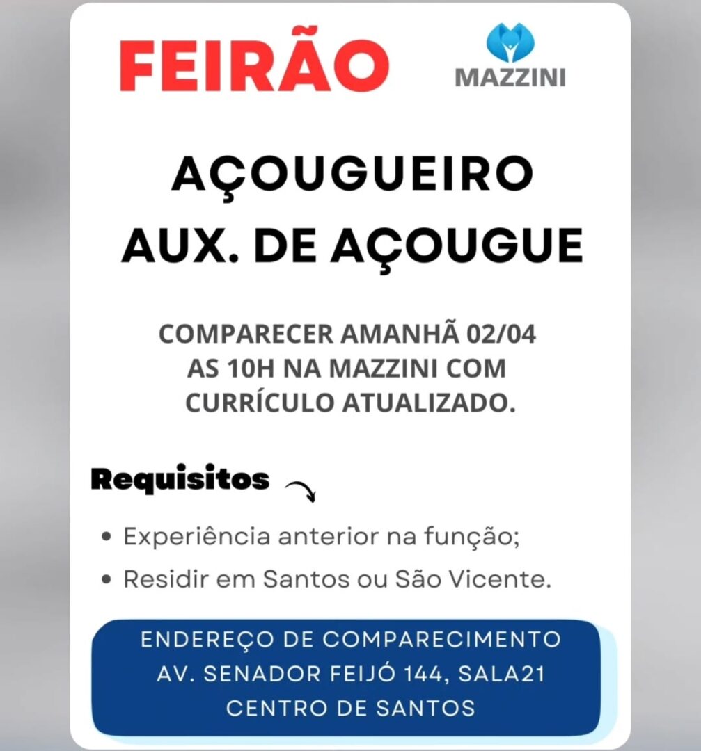 Vagas 01/04/2026 Baixada Santista