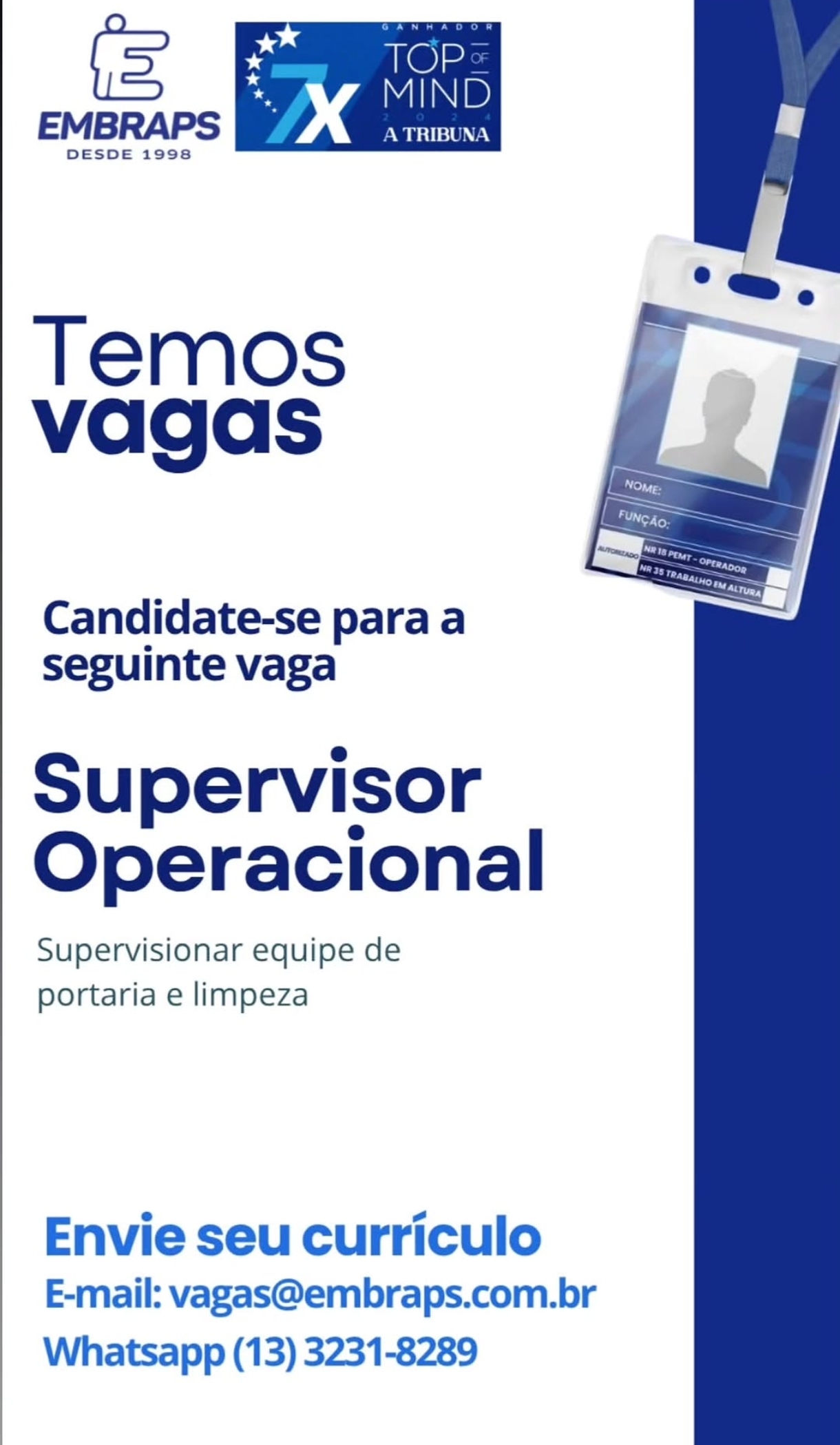 Vagas 01/04/2026 Baixada Santista