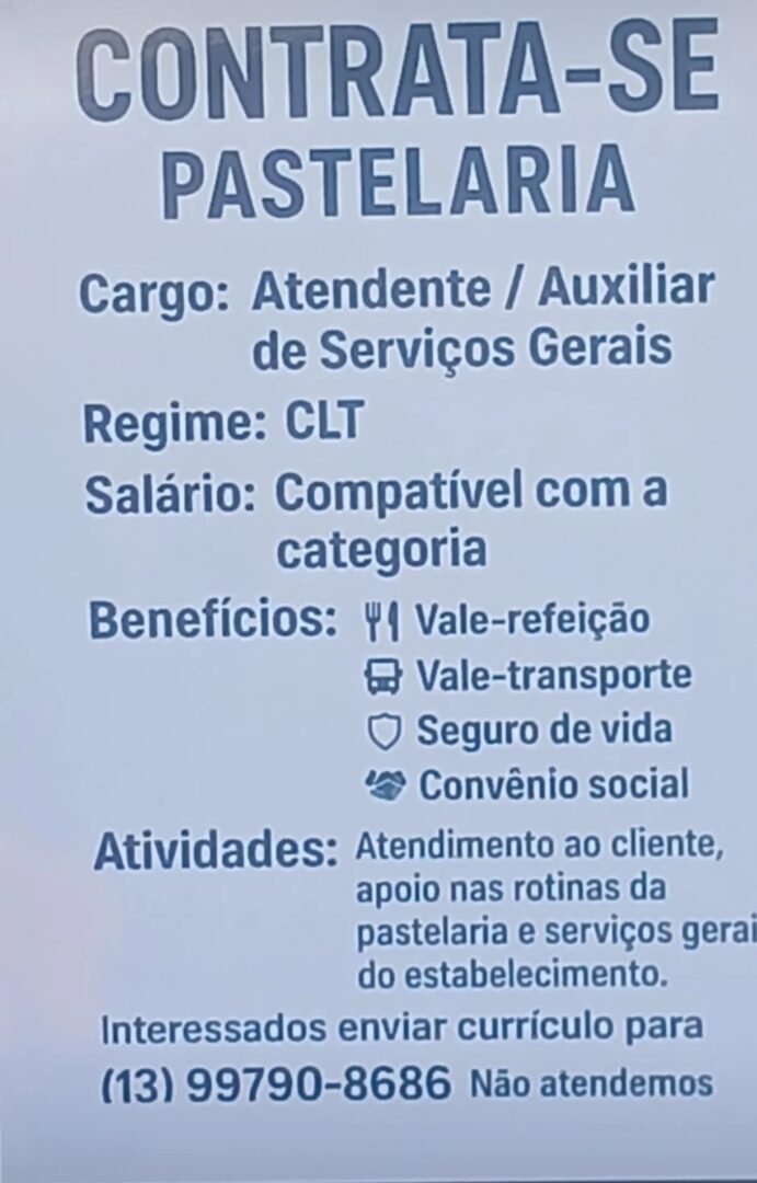 Vagas 02/04/2026 Baixada Santista