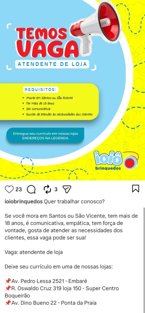 Vagas 05/04/2026 Baixada Santista