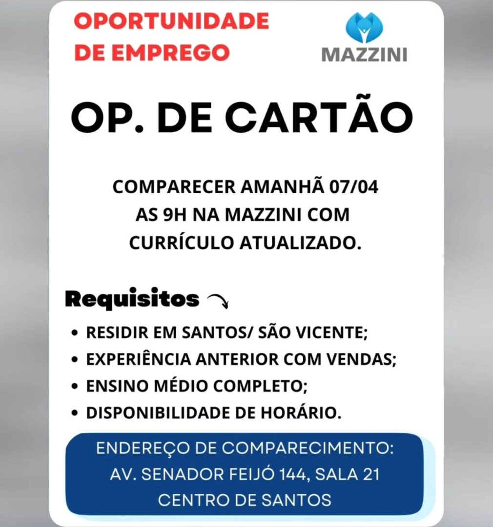 Vagas 06/04/2026 Baixada Santista