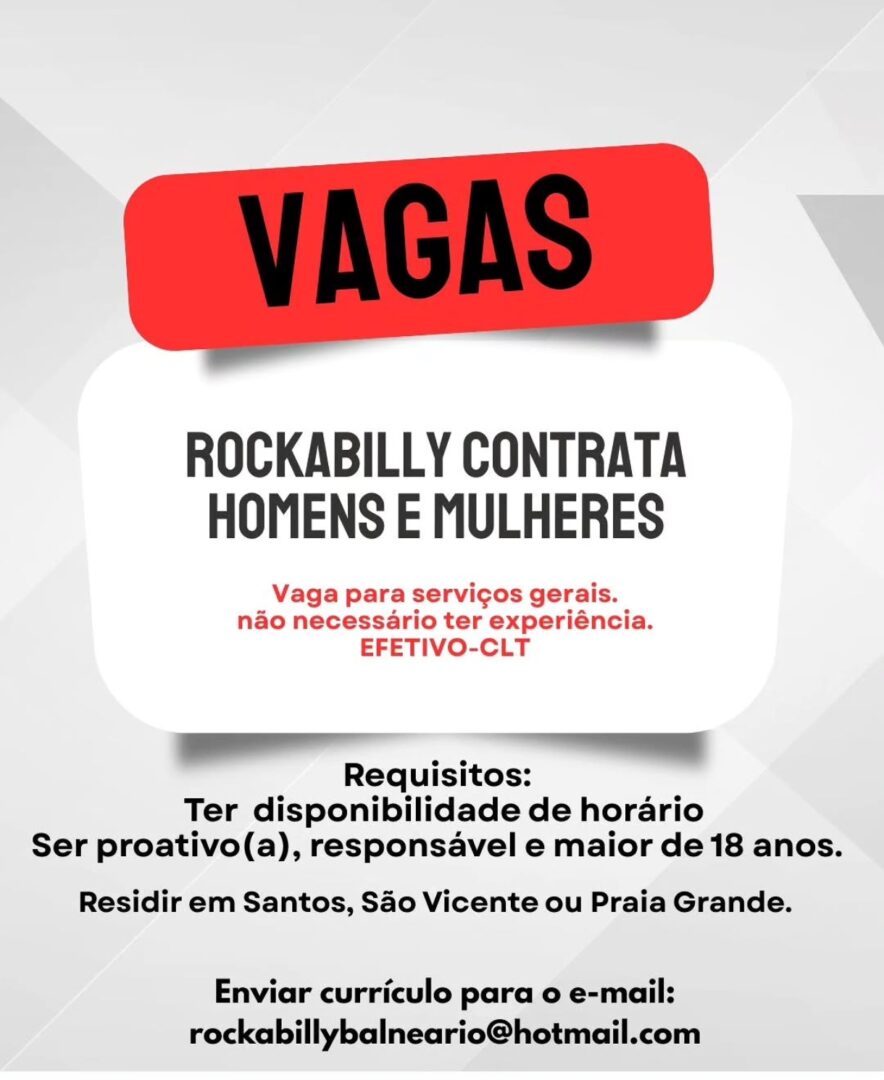 Vagas 06/04/2026 Baixada Santista
