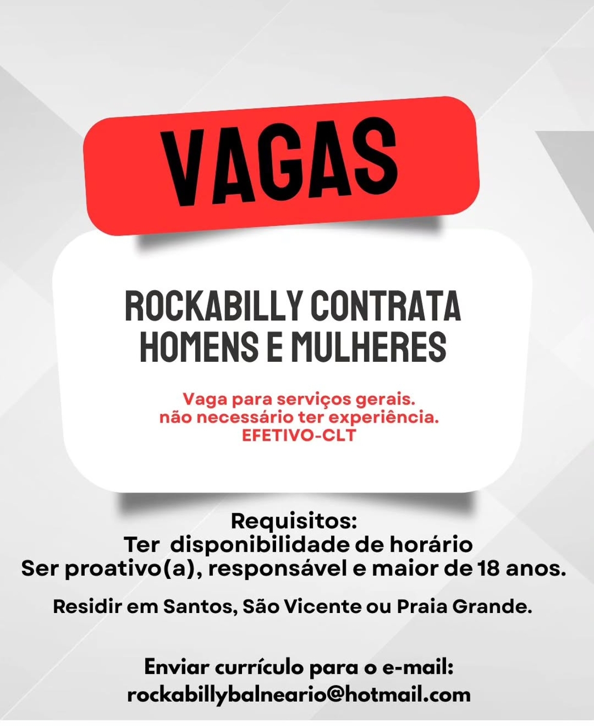 Vagas 06/04/2026 Baixada Santista