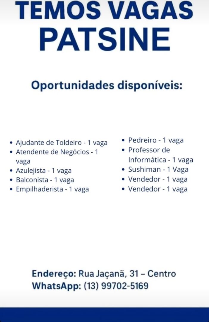 Vagas 06/04/2026 Baixada Santista