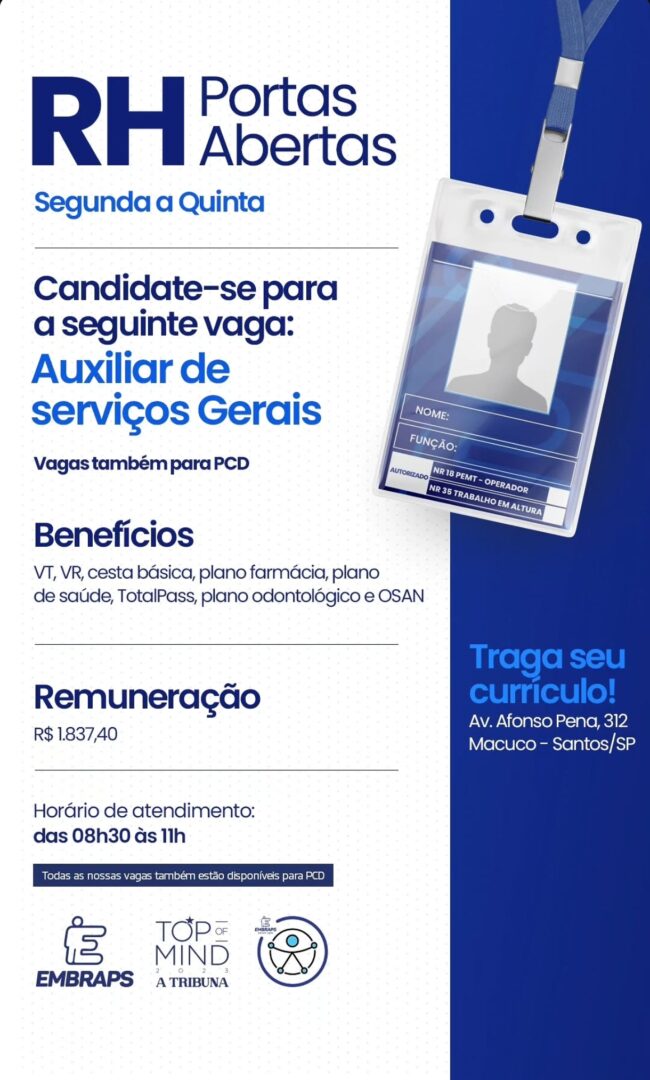 Vagas 06/04/2026 Baixada Santista