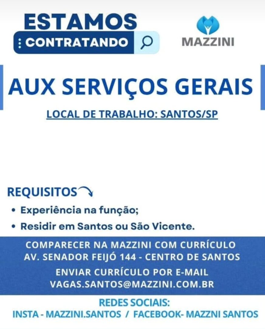 Vagas 06/04/2026 Baixada Santista