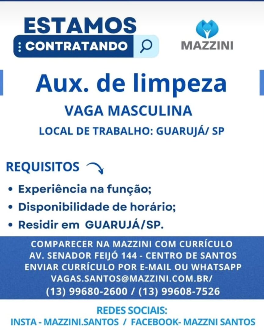 Vagas 06/04/2026 Baixada Santista