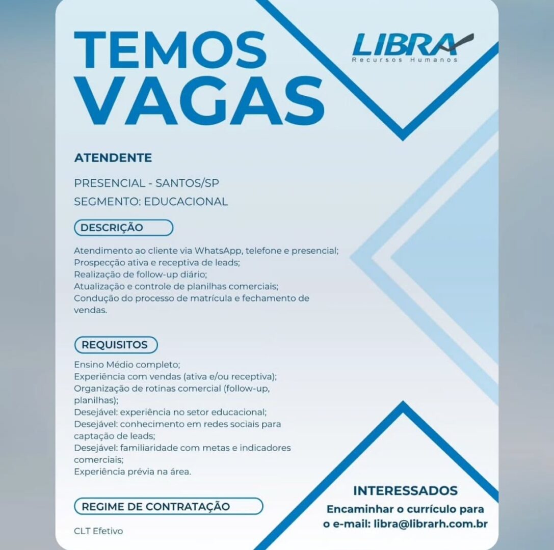 Vagas 06/04/2026 Baixada Santista