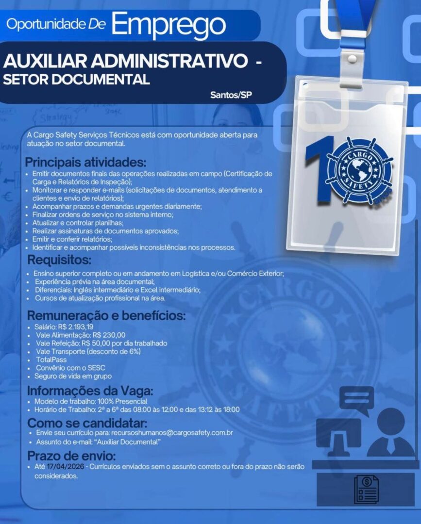 Vagas 07/04/2026 Baixada Santista