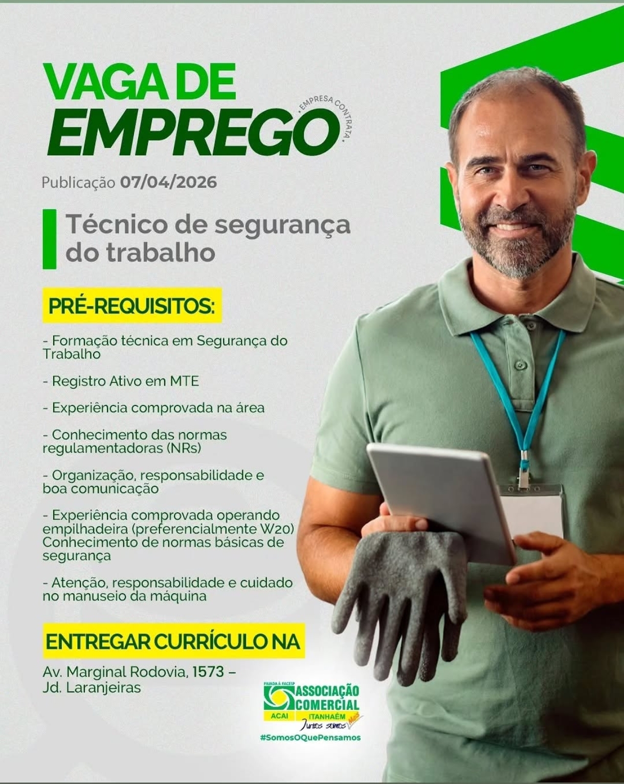 Vagas 07/04/2026 Baixada Santista