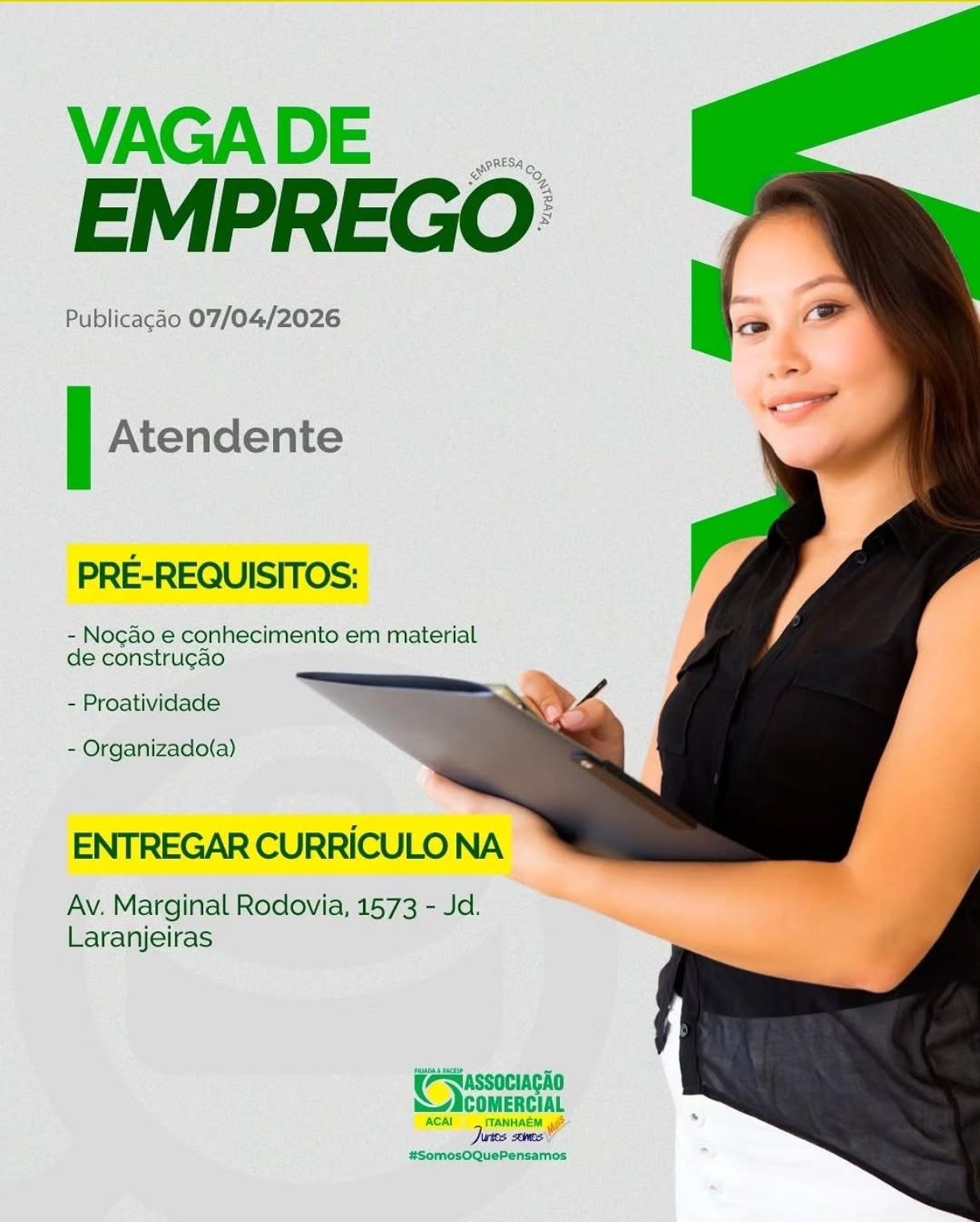 Vagas 07/04/2026 Baixada Santista