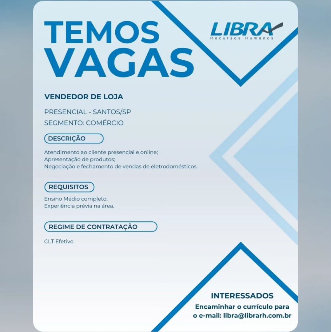 Vagas 07/04/2026 Baixada Santista