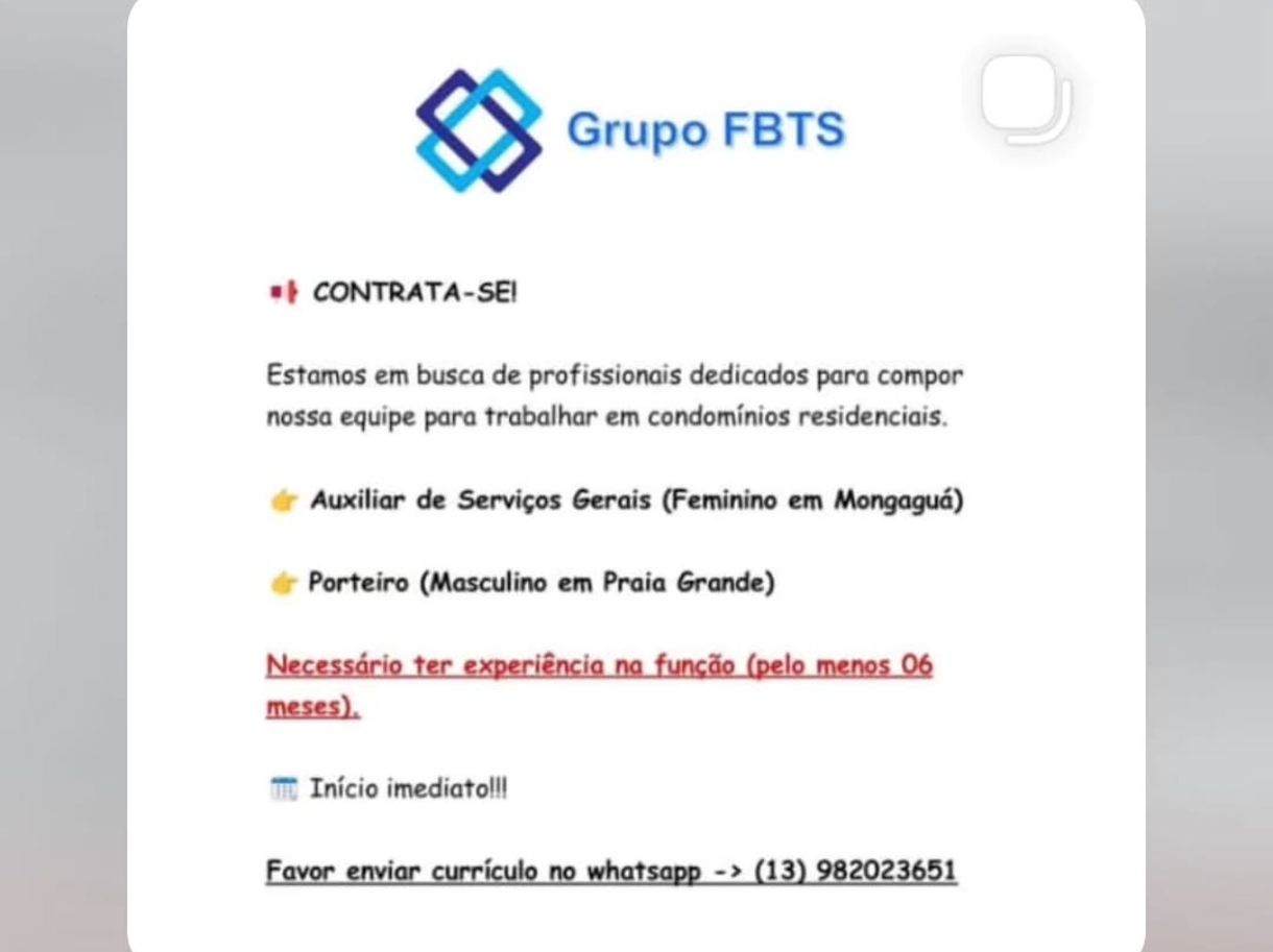 Vagas 08/04/2026 Baixada Santista