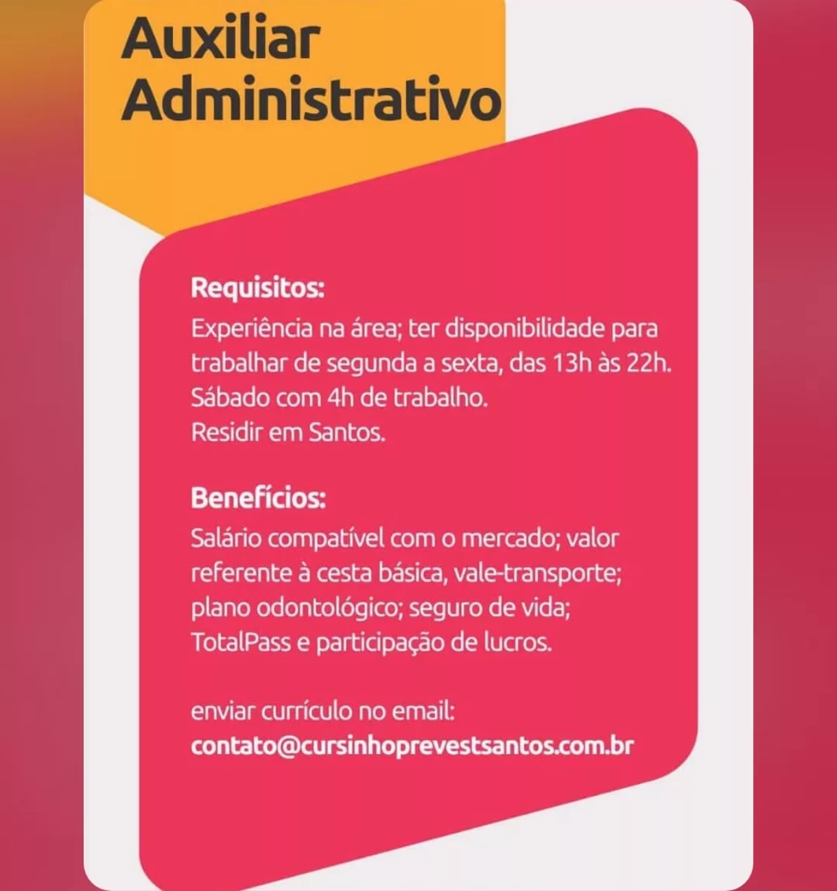 Vagas 08/04/2026 Baixada Santista