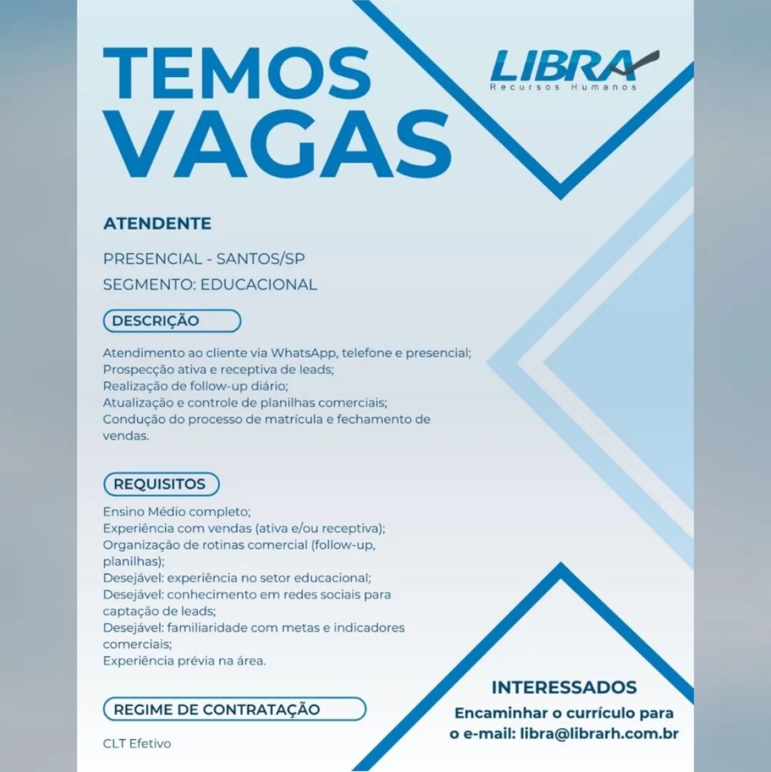 Vagas 08/04/2026 Baixada Santista