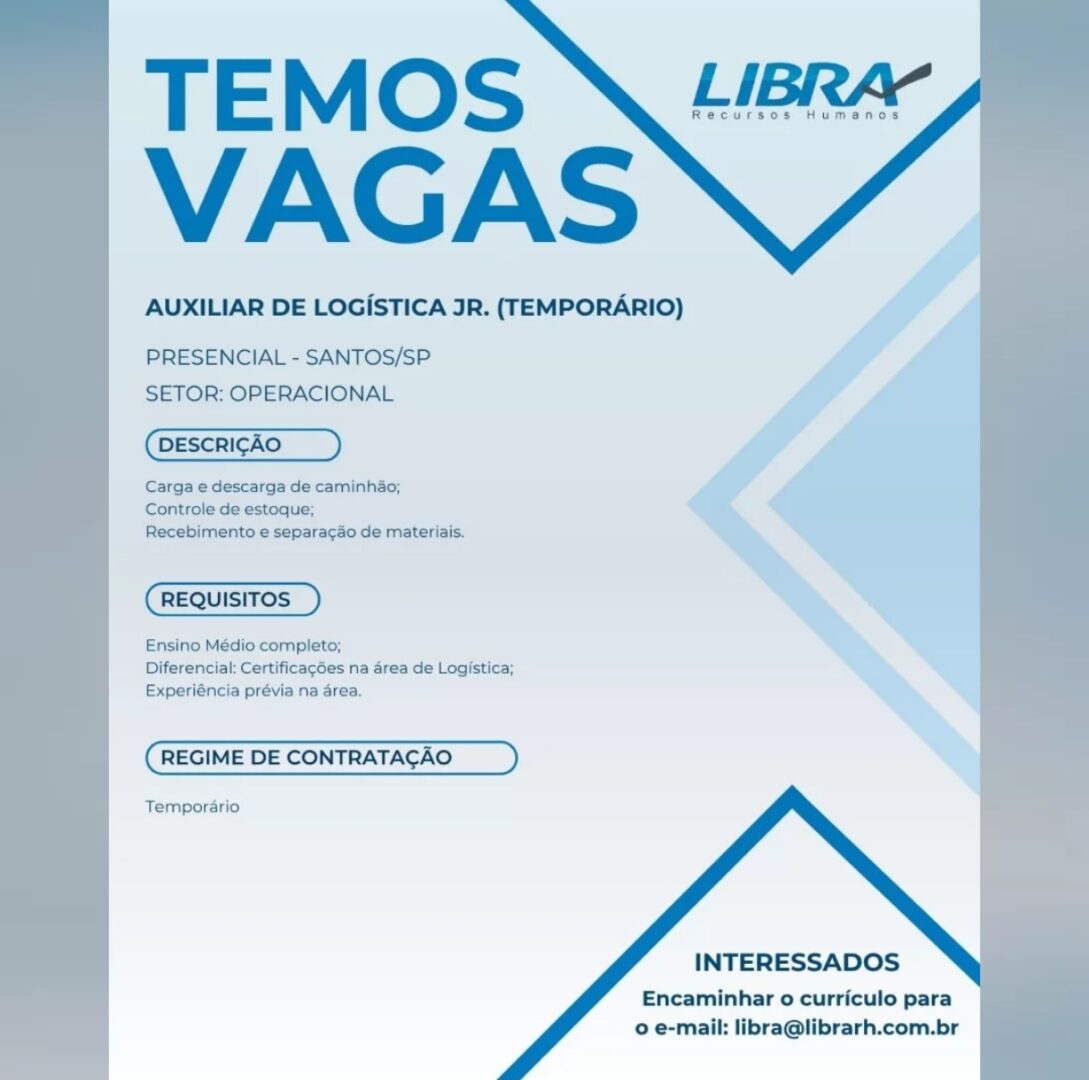 Vagas 08/04/2026 Baixada Santista