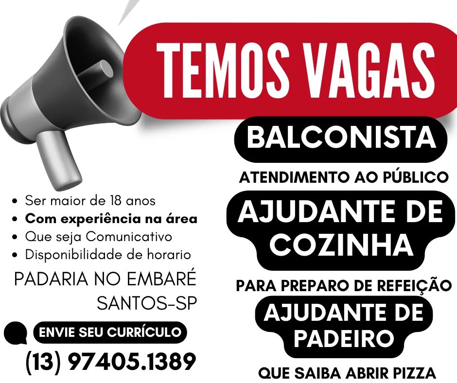 Vagas 09/04/2026 Baixada Santista