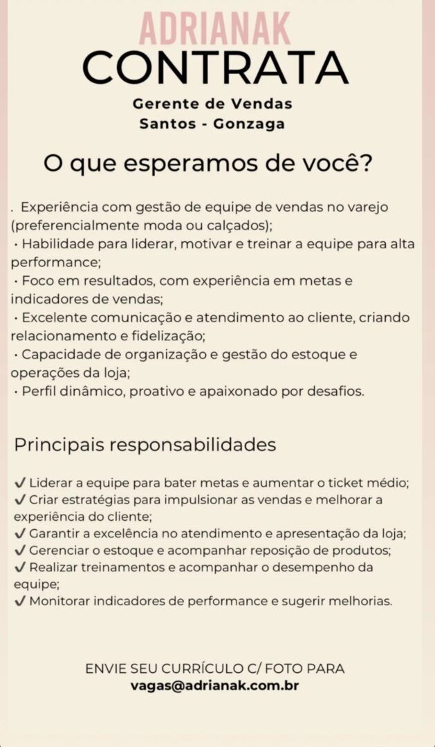 Vagas 09/04/2026 Baixada Santista