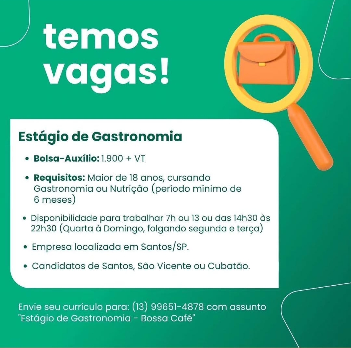 Vagas 09/04/2026 Baixada Santista