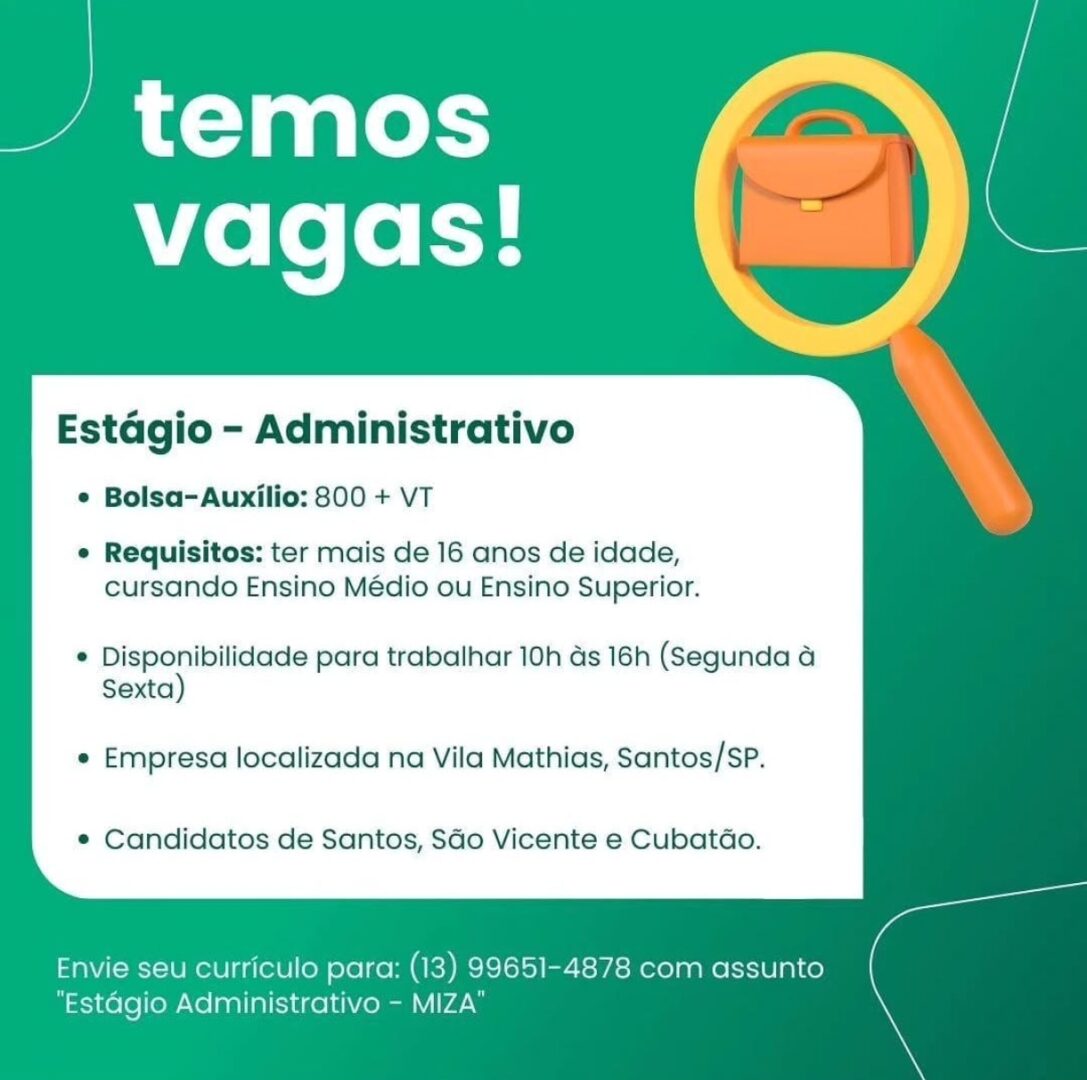 Vagas 09/04/2026 Baixada Santista