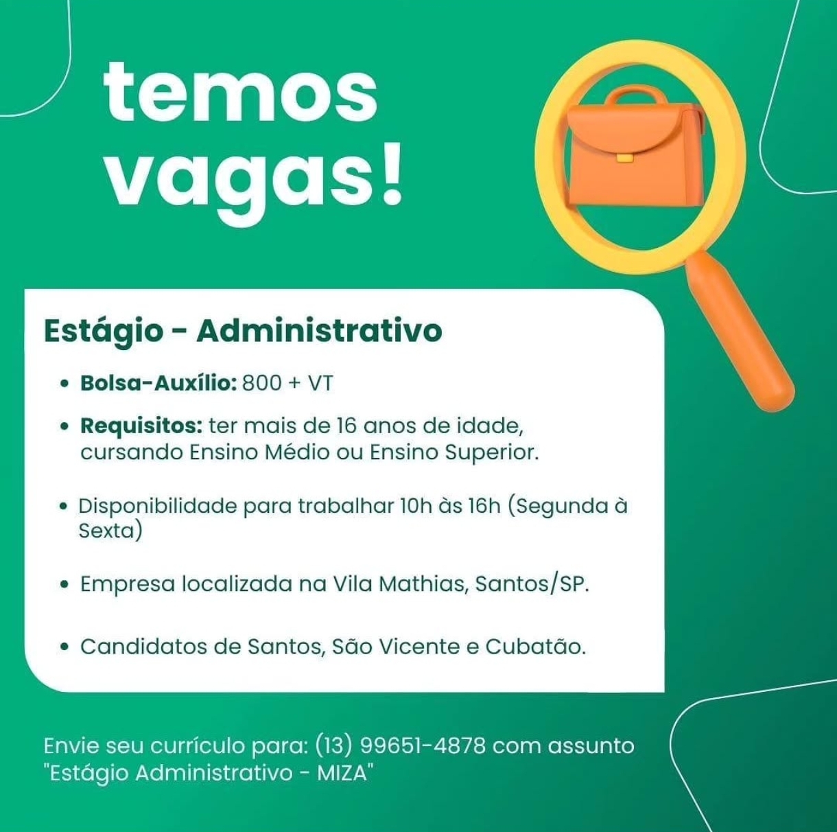 Vagas 09/04/2026 Baixada Santista