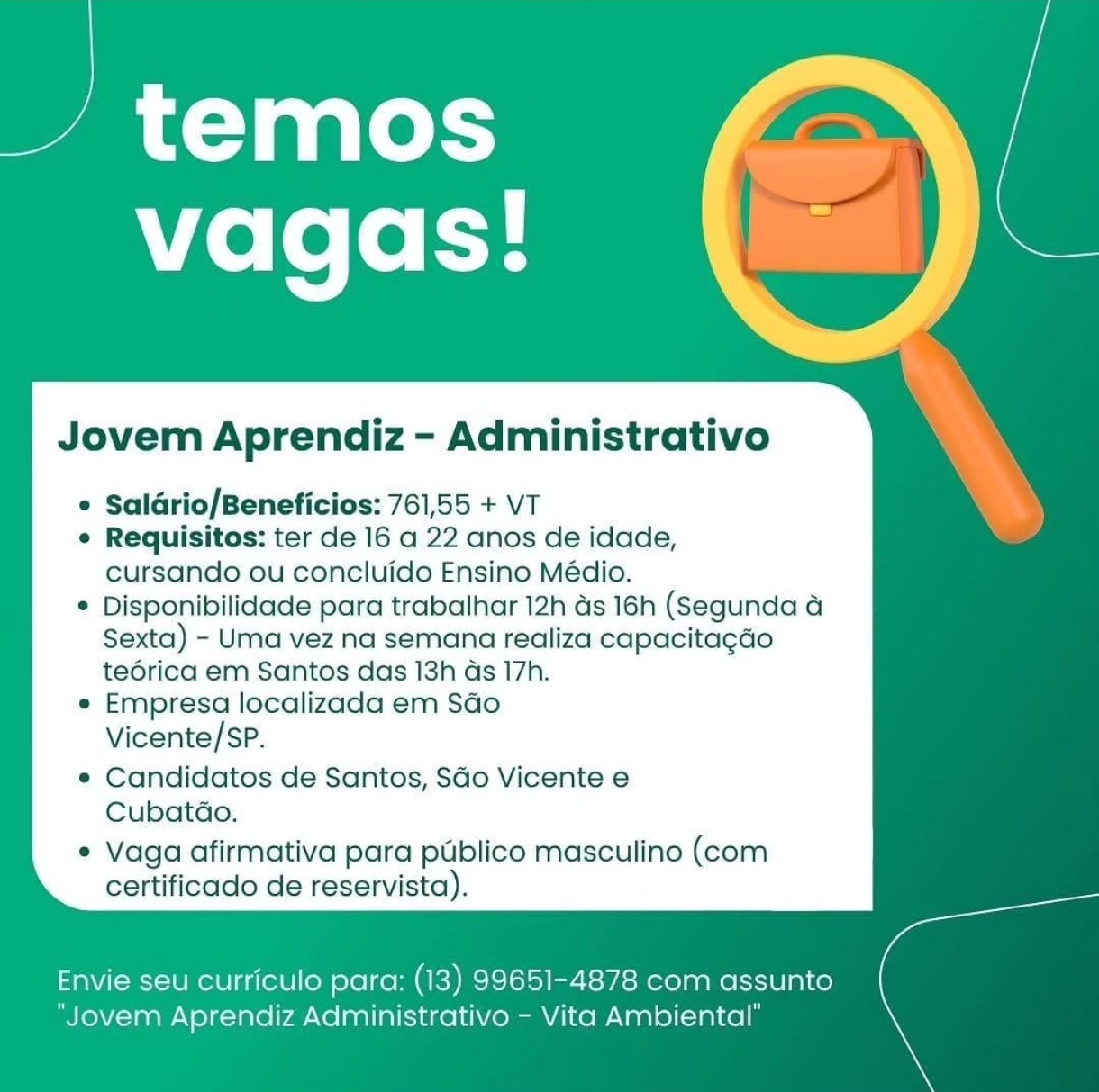 Vagas 09/04/2026 Baixada Santista
