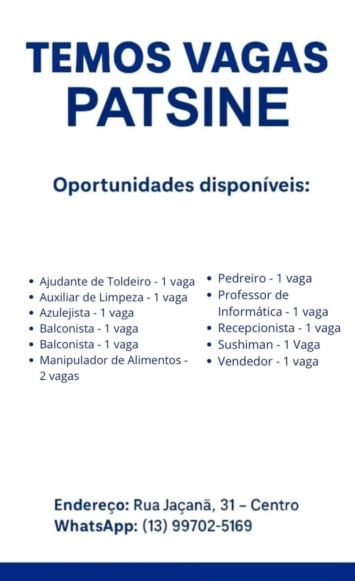 Vagas 09/04/2026 Baixada Santista