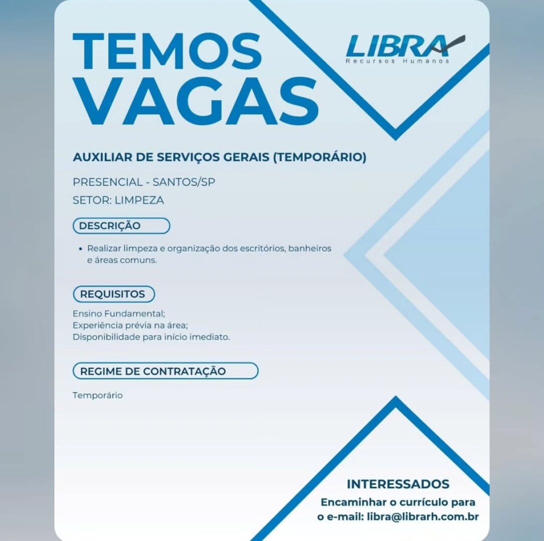 Vagas 09/04/2026 Baixada Santista