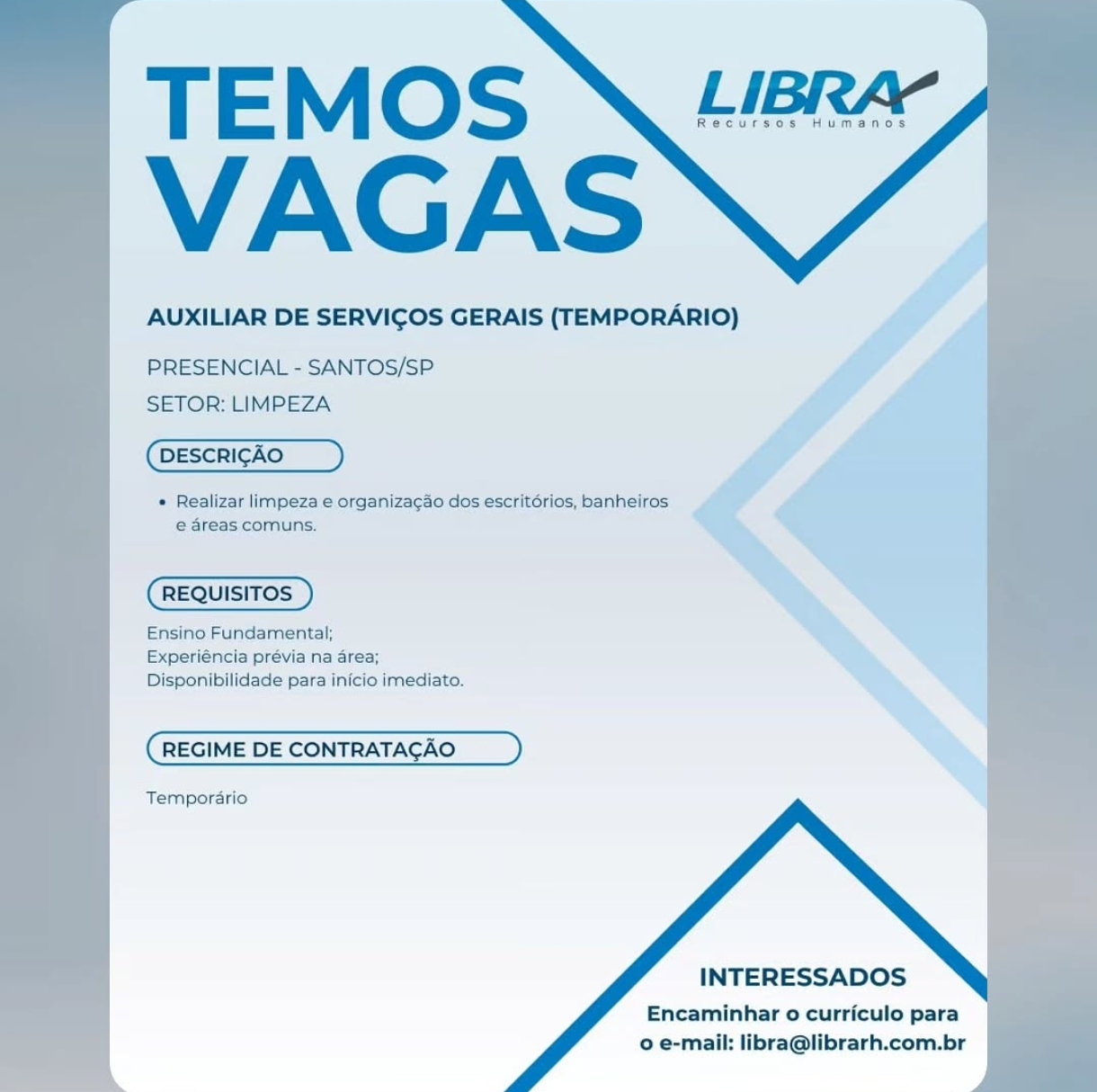 Vagas 09/04/2026 Baixada Santista