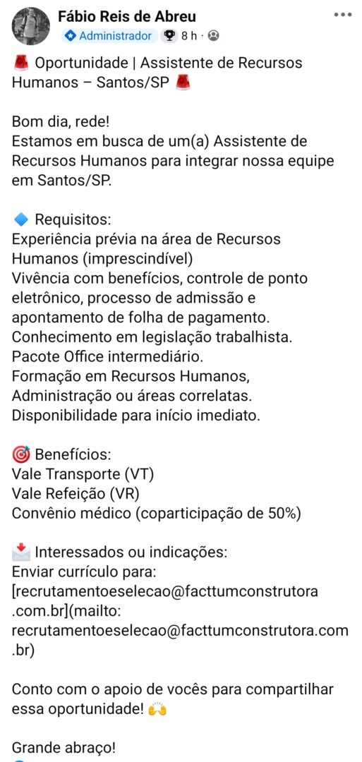 Vagas 10/04/2026 Baixada Santista