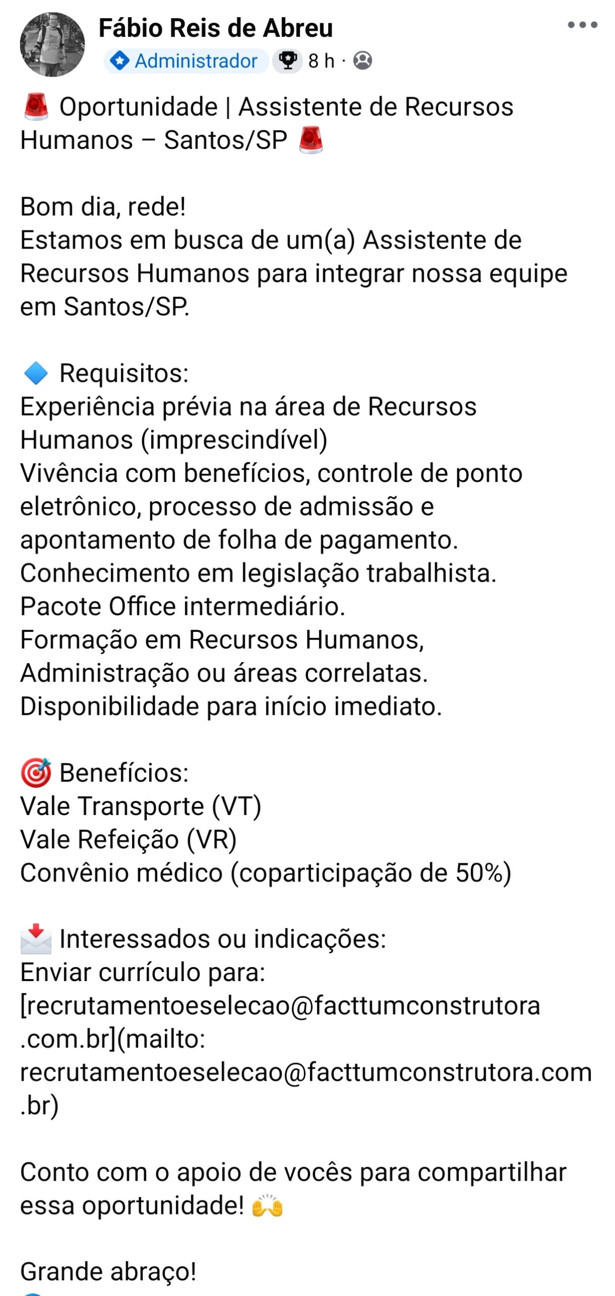 Vagas 10/04/2026 Baixada Santista