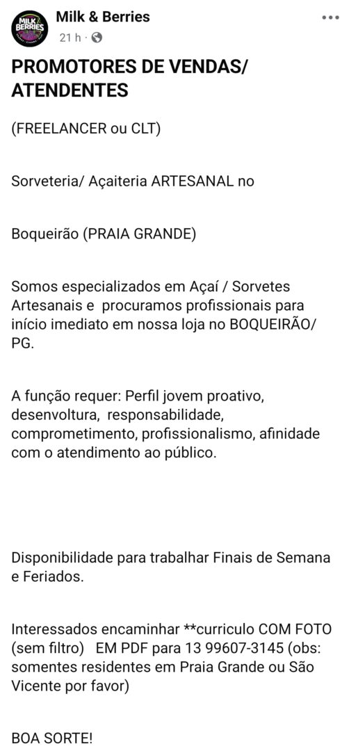 Vagas 10/04/2026 Baixada Santista