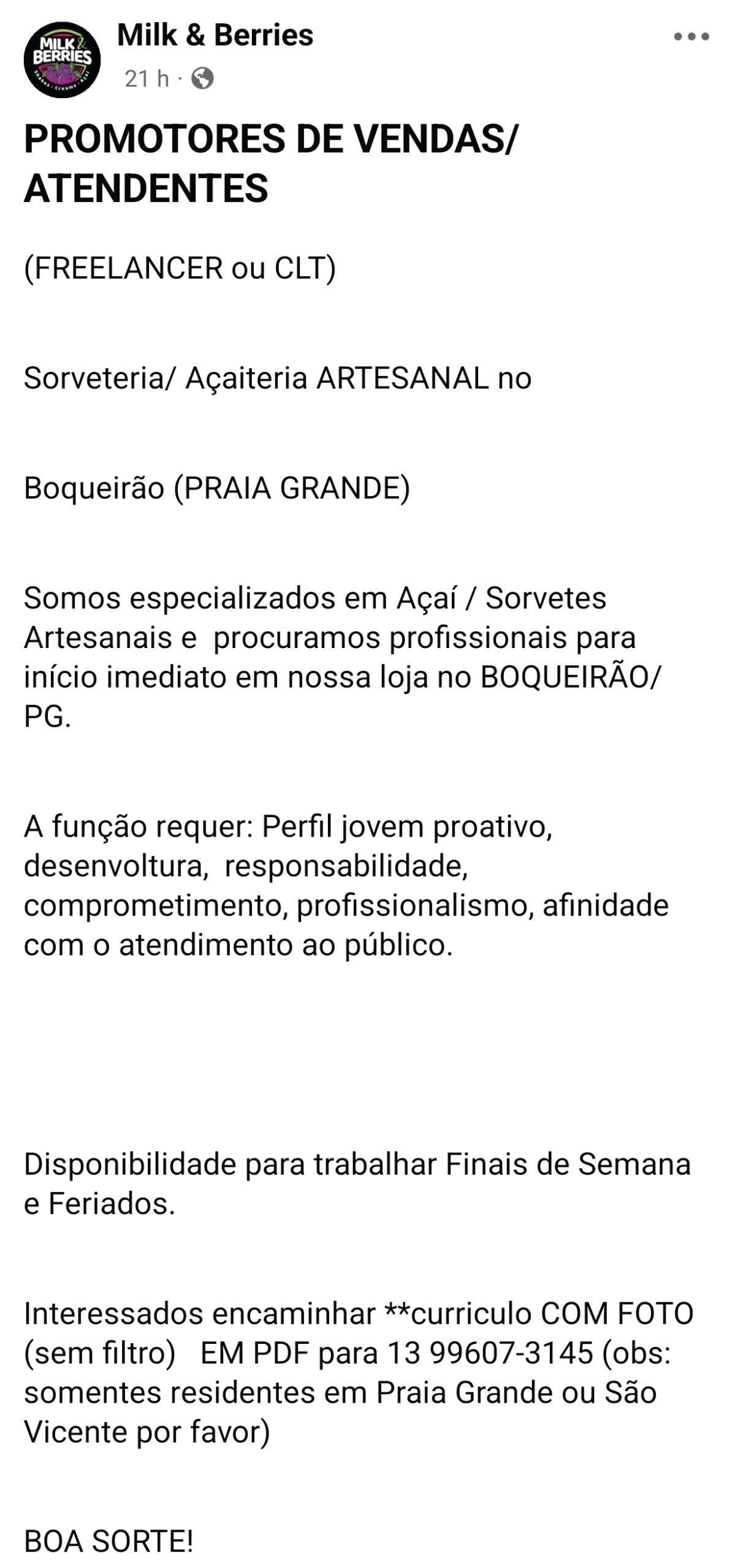 Vagas 10/04/2026 Baixada Santista