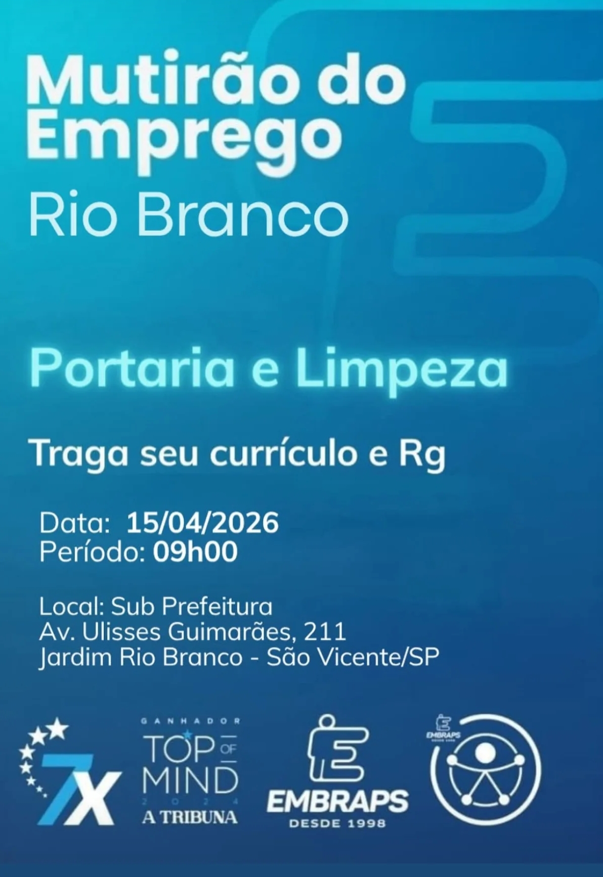 Vagas 11/04/2026 Baixada Santista