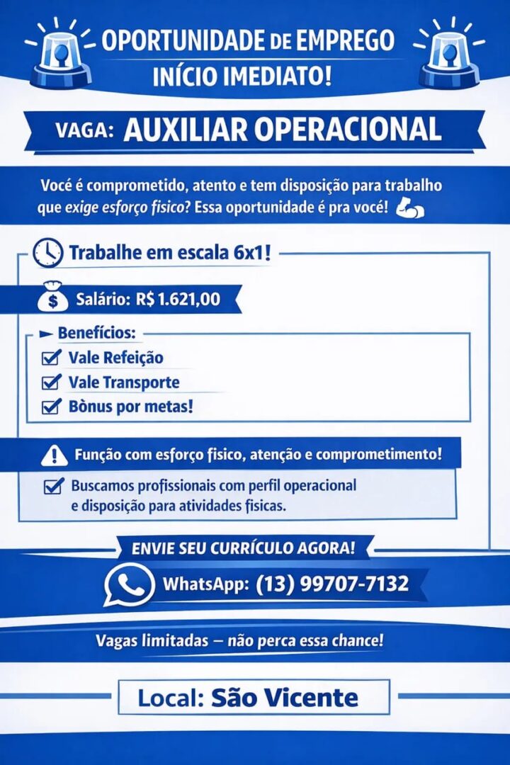 Vagas 12/04/2026 Baixada Santista