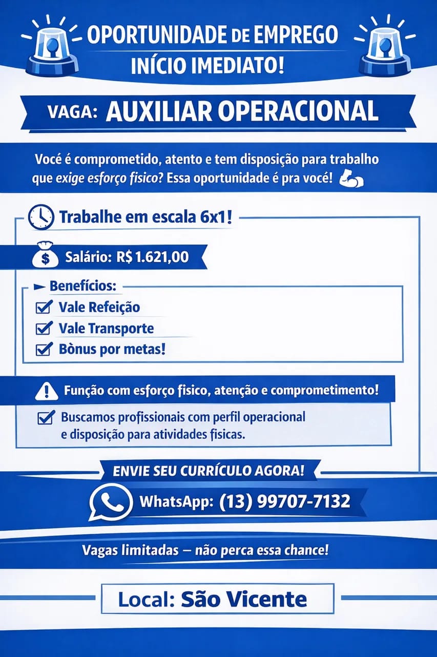 Vagas 12/04/2026 Baixada Santista