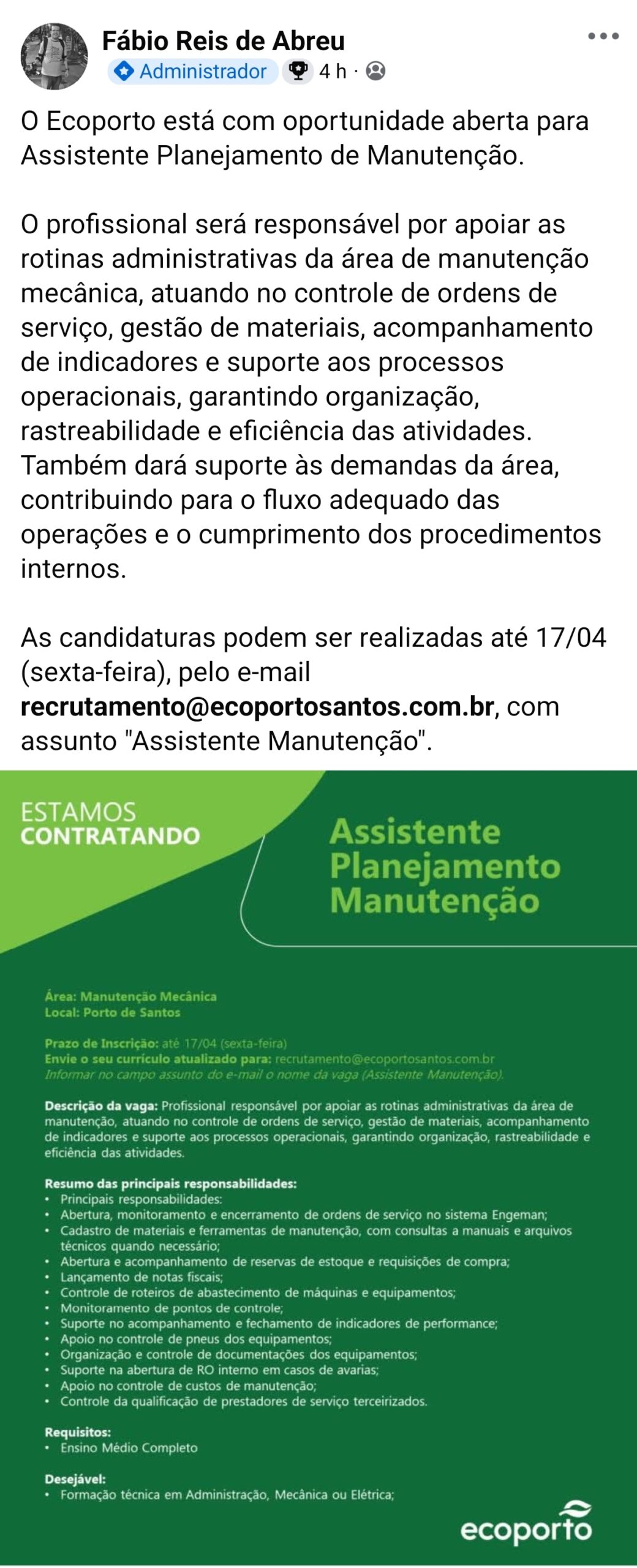 Vagas 13/04/2026 Baixada Santista