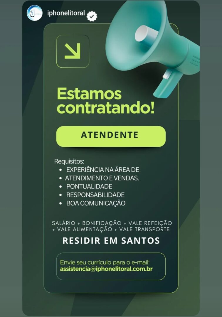 Vagas 13/04/2026 Baixada Santista