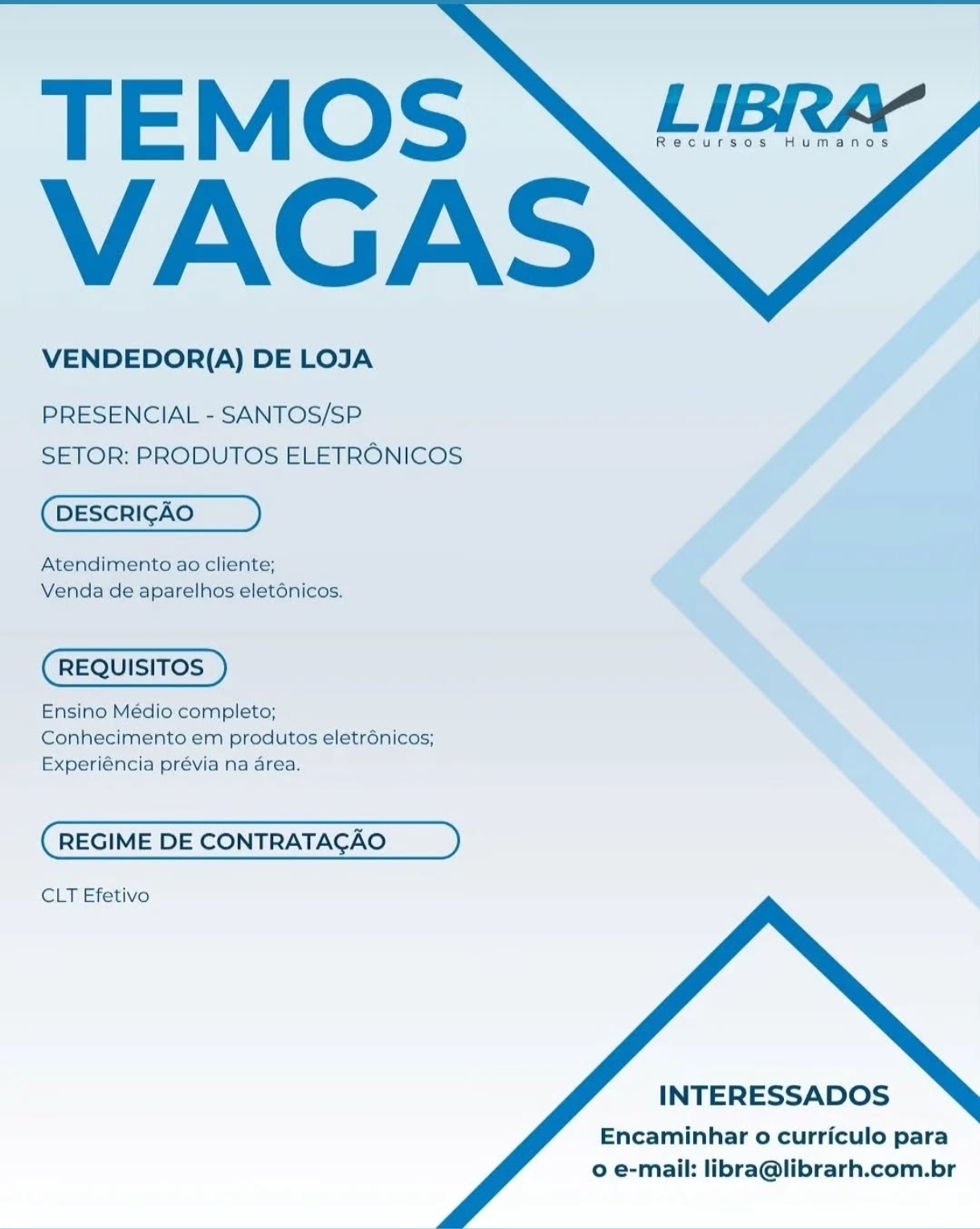 Vagas 13/04/2026 Baixada Santista