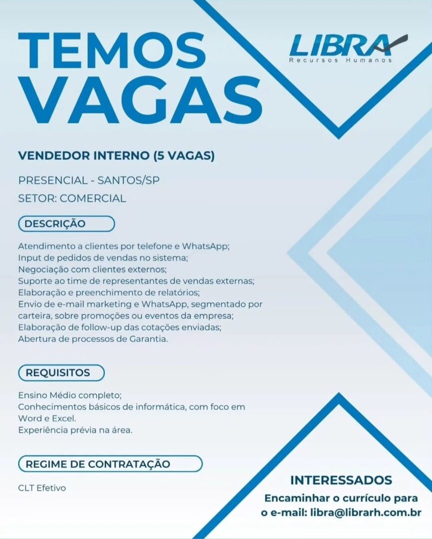 Vagas 13/04/2026 Baixada Santista