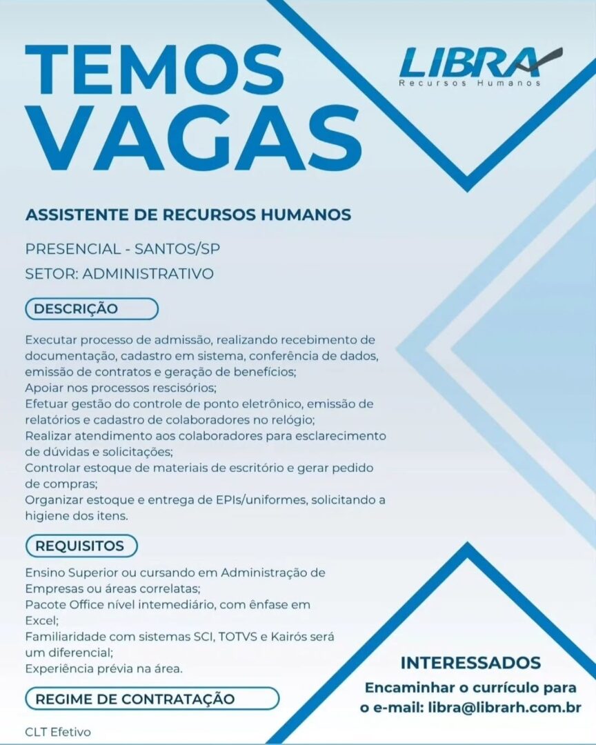 Vagas 13/04/2026 Baixada Santista