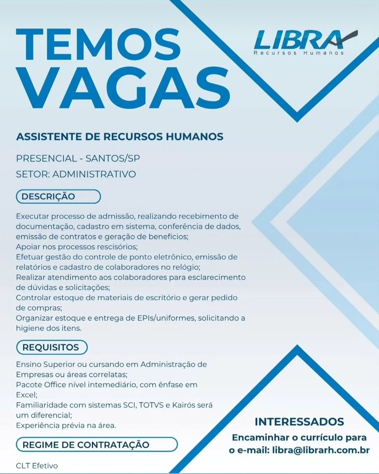 Vagas 13/04/2026 Baixada Santista