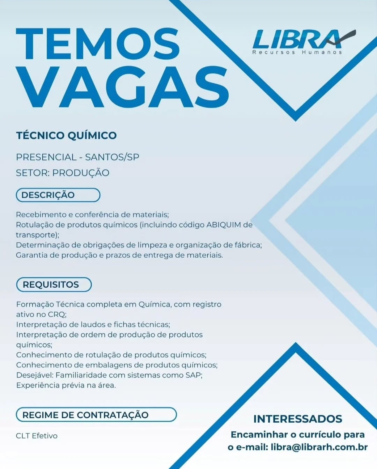 Vagas 13/04/2026 Baixada Santista