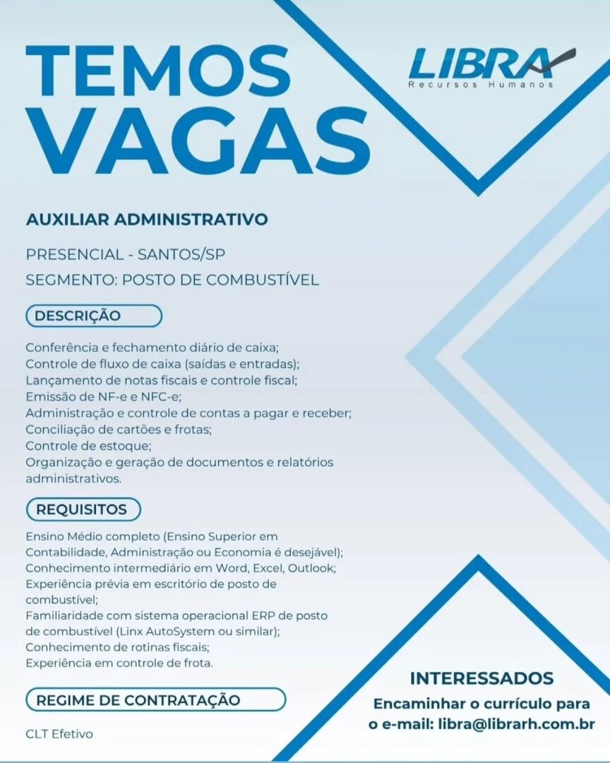 Vagas 13/04/2026 Baixada Santista