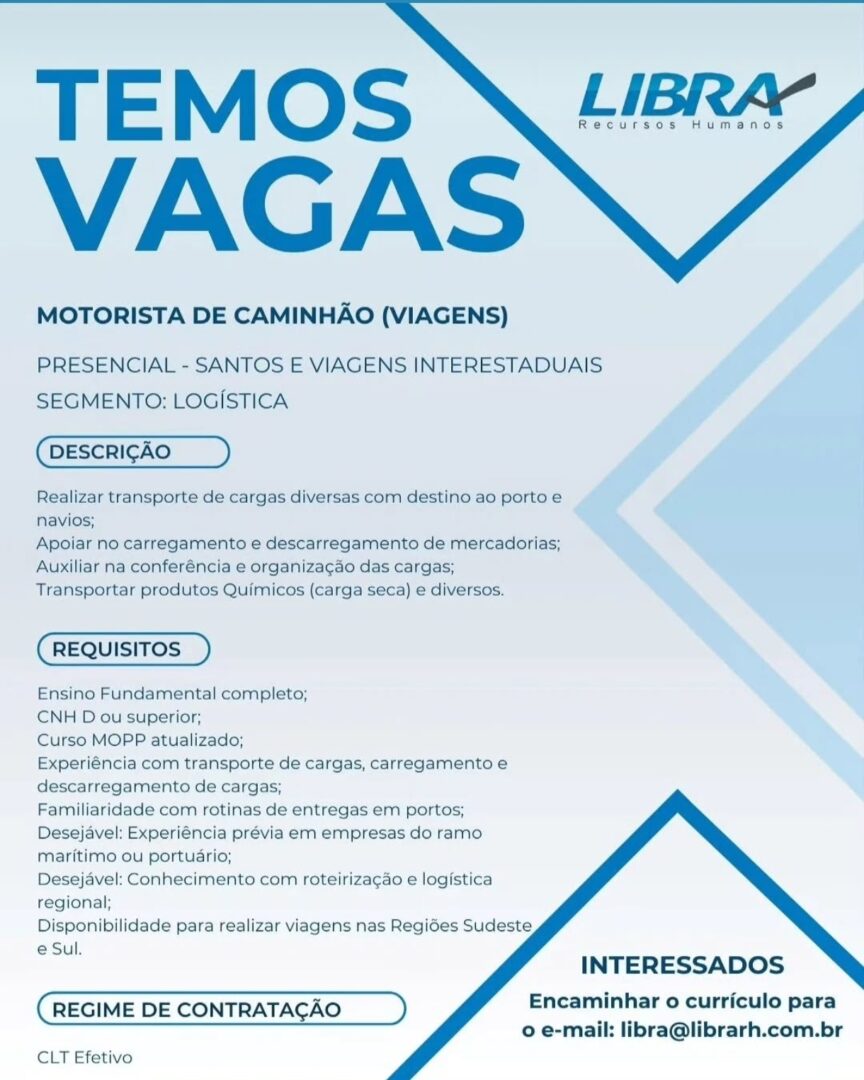 Vagas 13/04/2026 Baixada Santista