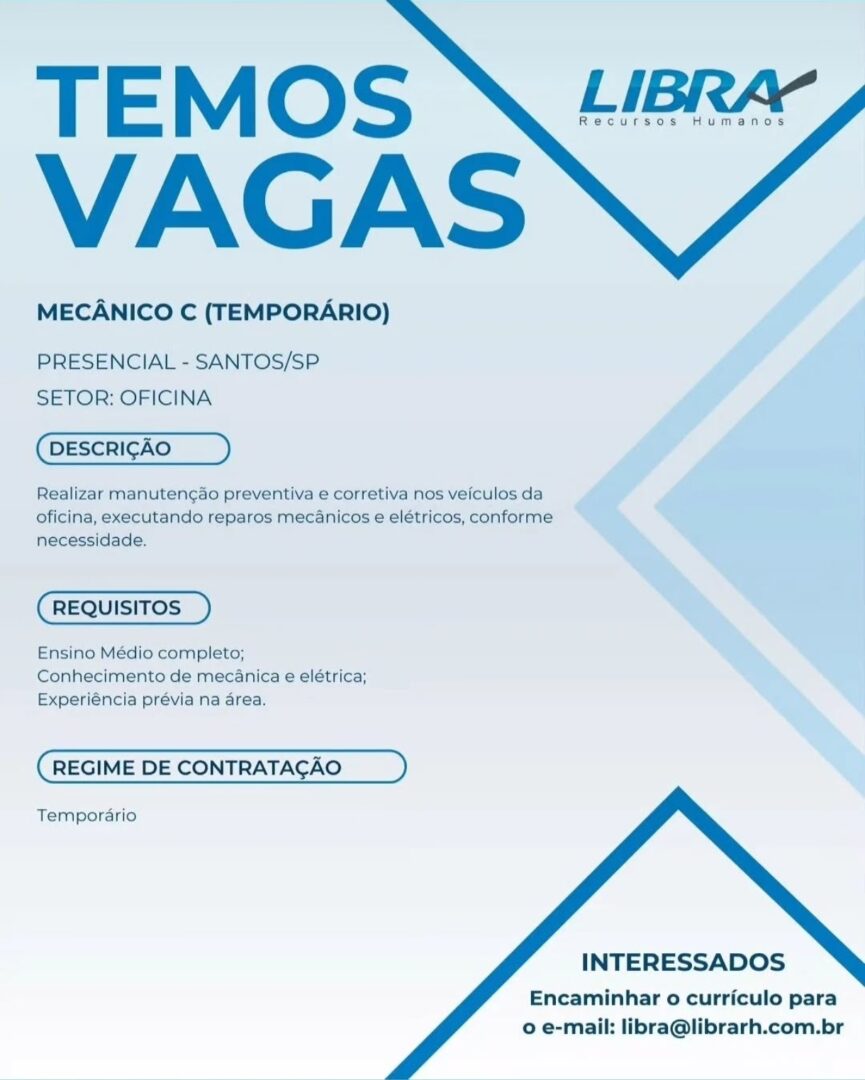 Vagas 13/04/2026 Baixada Santista