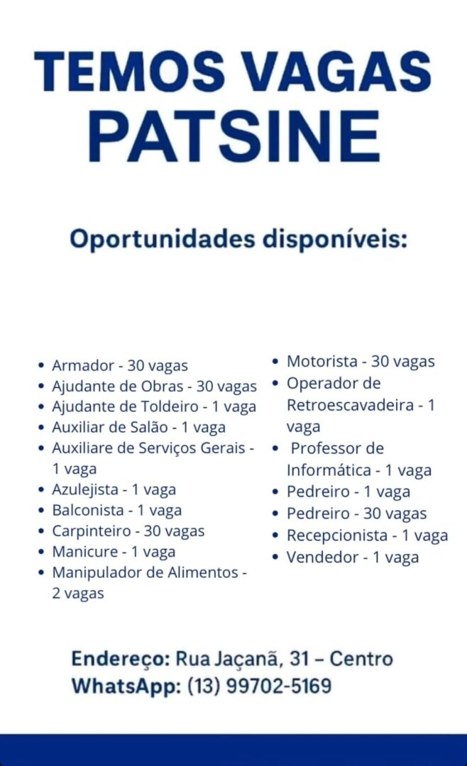 Vagas 13/04/2026 Baixada Santista