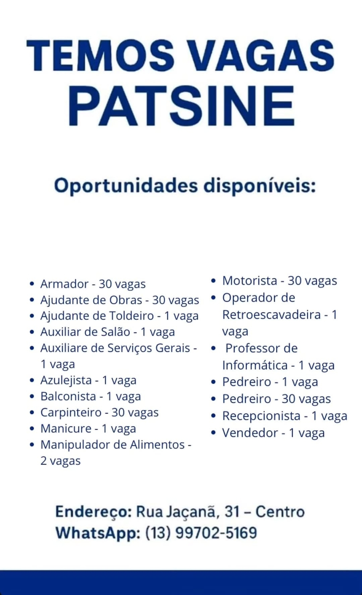 Vagas 13/04/2026 Baixada Santista